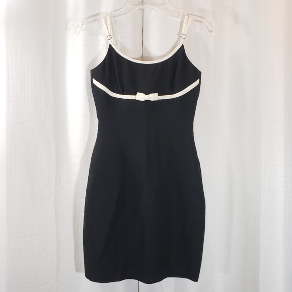 bebe Dresses & Skirts - Size 0 Vintage Bebe Black White Trim Mini Cocktail Dress